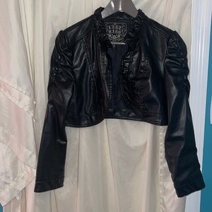 Last Kiss polyester leather CROPPED jacket🖤